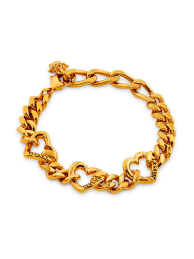 Shop Versace Women's Goldtone Logo Chain Bracelet In Yellow Gold