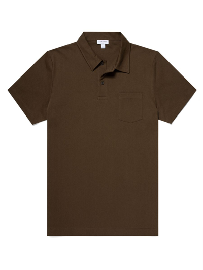 Shop Sunspel Men's Riviera Cotton Polo Shirt In Denim