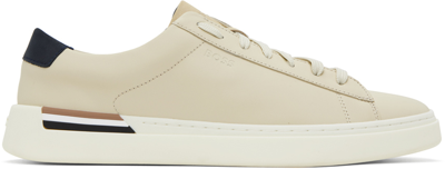 Shop Hugo Boss Off-white Leather Sneakers In Open White 124
