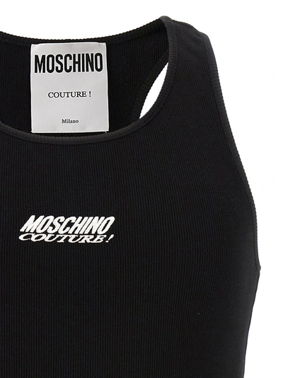 Shop Moschino Logo Embroidery Tank Top Tops Black
