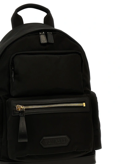 Shop Tom Ford Logo Nylon Backpack Backpacks Black