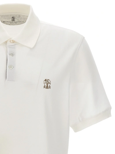 Shop Brunello Cucinelli Logo Print  Shirt Polo White