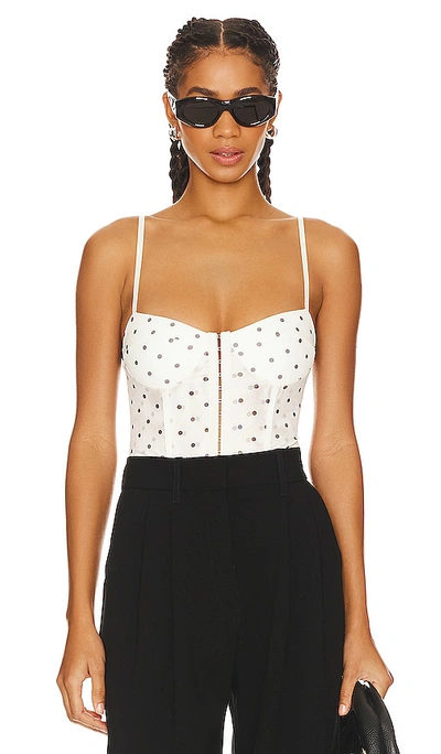 Free People Printed Night Rhythm Bodysuit In White Dot Combo