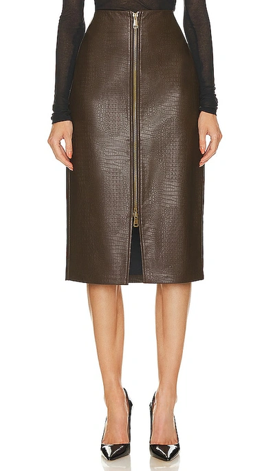 Shop Steve Madden Hayes Faux Leather Midi Skirt In Demitasse