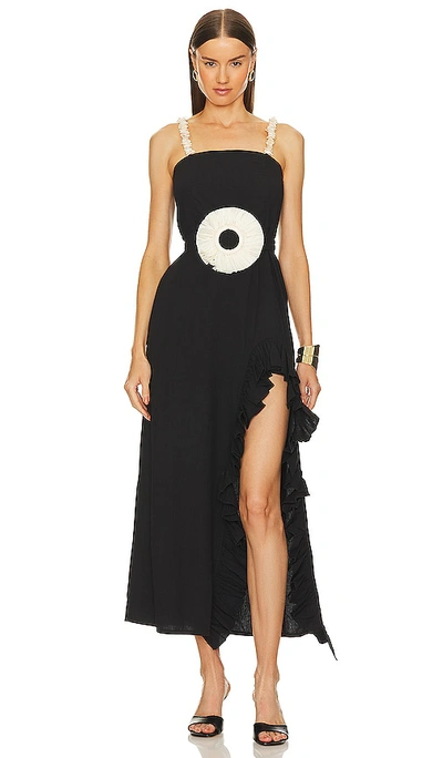 Shop Sundress Francine Dress In Black With Raffia Belt