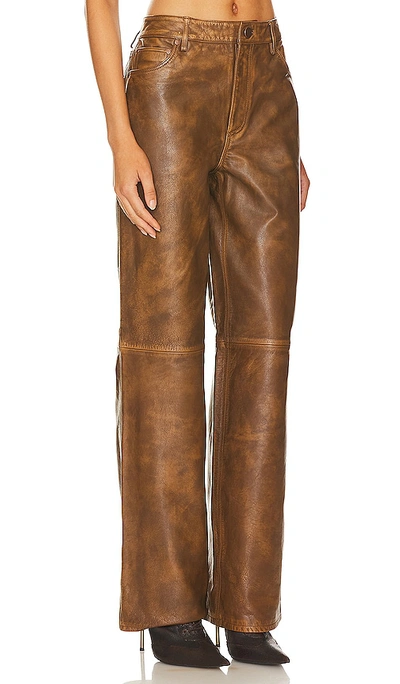 Shop Nbd Clarissa Leather Pants In Distressed Brown