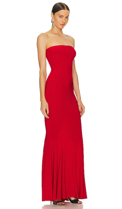 Norma Kamali Turtleneck Strapless Fishtail Gown In Red