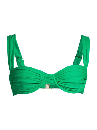 Shop Faithfull The Brand Women's L'oasis Sol Ruched Bikini Top In Green
