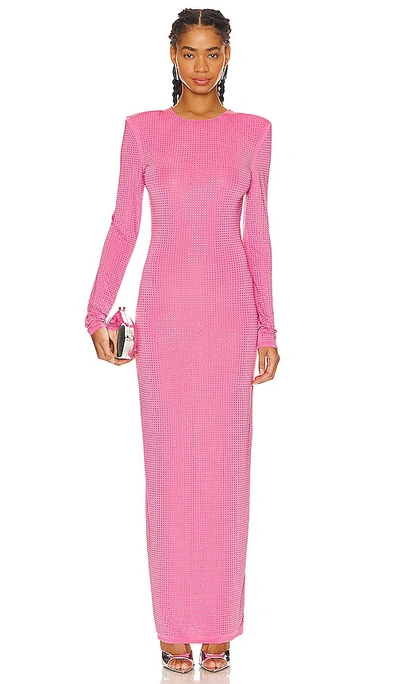 Shop Rotate Birger Christensen Embellished Fitted Dress In Ibis Rose