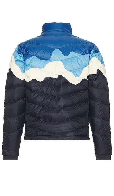Shop Marine Layer Archive Scenic Puffer Jacket In Blue Mountain Scene