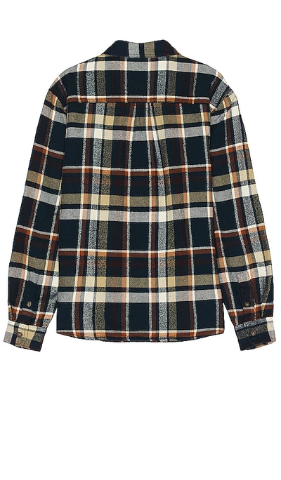 Shop Marine Layer Signature Lined Camping Shirt In Navy & Brown Plaid
