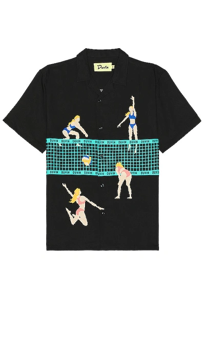 Shop Duvin Design Volley Button Up Shirt In Black