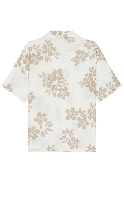 Shop Onia Air Linen Convertible Vacation Coast Floral Shirt In White & Stone