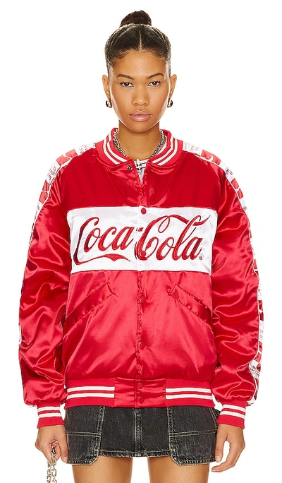 The Laundry Room Team Coca Cola Stadium Jacket In Red  Black  & White
