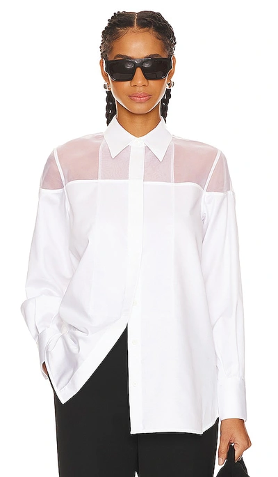 Shop Helmut Lang Poplin Tux Shirt In Optic White