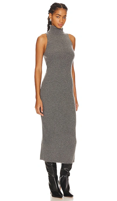 Shop Enza Costa Rib Sleeveless Turtleneck Sweater Dress In Heather Grey