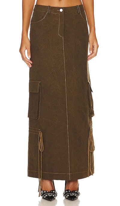 Shop Lado Bokuchava Cargo Maxi Skirt In Wood Brown
