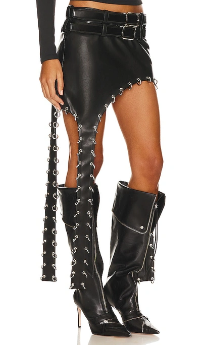 Shop Lado Bokuchava Petal Faux Leather Skirt In Black