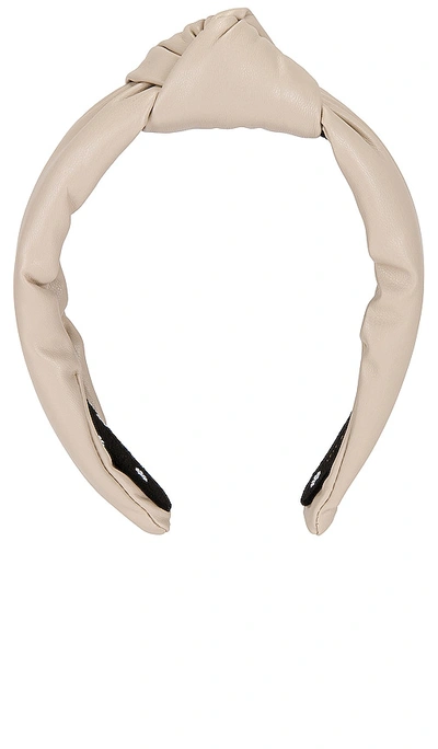 Shop Lele Sadoughi Faux Leather Knotted Headband In Bisque