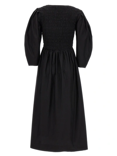Shop Ganni Smock Stitch Dress Dresses Black