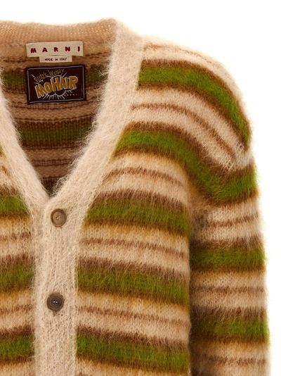 Shop Marni Striped Mohair Cardigan Sweater, Cardigans Multicolor