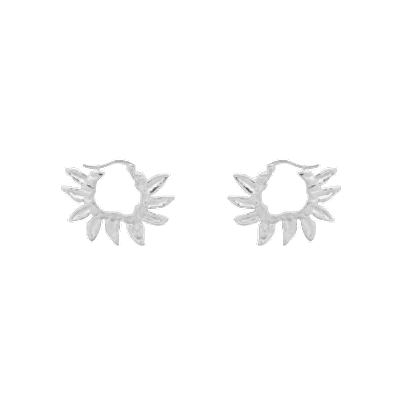 Shop Anna + Nina Sunflower Petals Hoop Earrings In Metallic