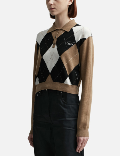 Shop Prada Maglieria Cashmere Argyle Sweater In Multicolor