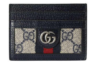 Pre-owned Gucci Ophidia Gg Card Case Beige/blue