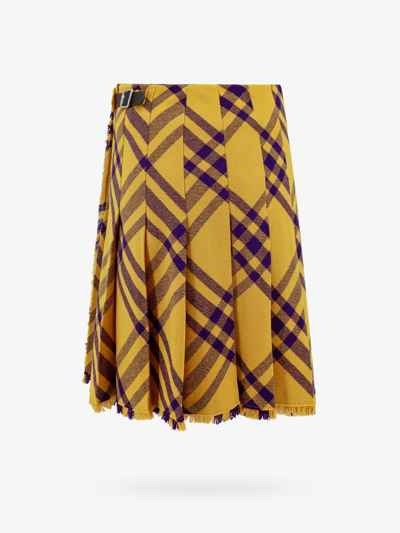 Shop Burberry Woman Skirt Woman Yellow Skirts