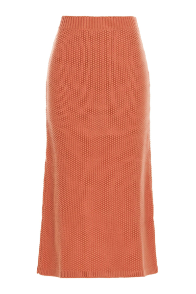 Shop Chloé Women Knit Long Skirt In Orange