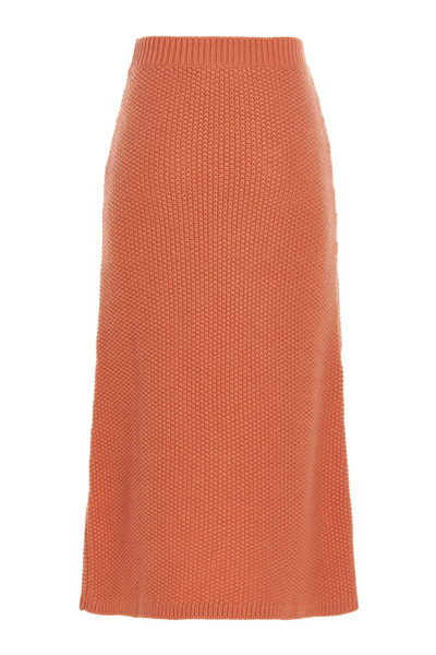 Shop Chloé Women Knit Long Skirt In Orange