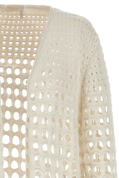 Shop Chloé Women Macramé Cardigan In White