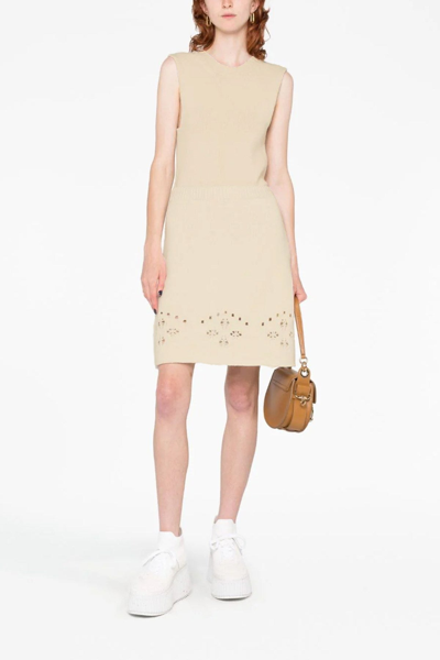 Shop Chloé Women Openwork Embroidery Skirt In White