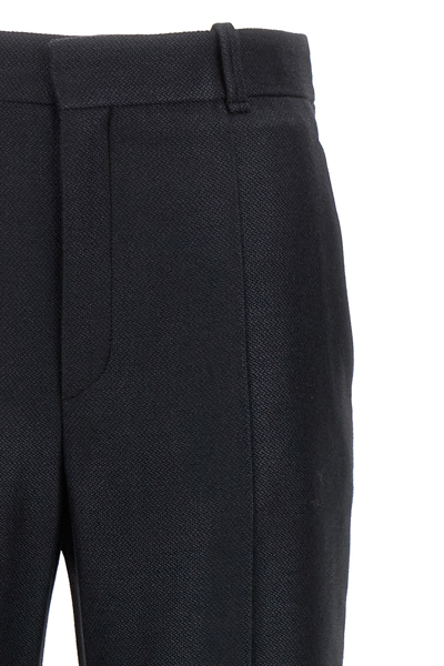 Chloé Black Pants With High Waist And Wide Leg In Viscose Blend Stretch Woman In Black