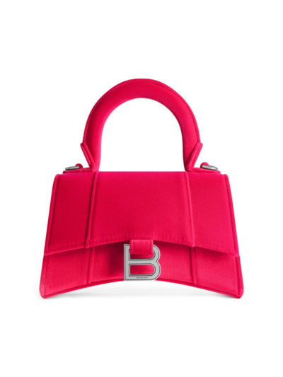 Shop Balenciaga Women's Hourglass Xs Handbag In Velvet Jersey In Bright Pink