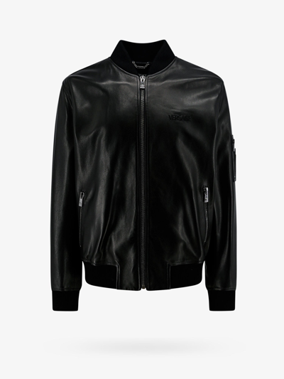 Shop Versace Man Jacket Man Black Leather Jackets