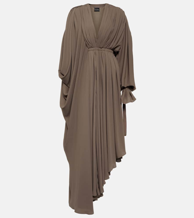 Balenciaga All-in Asymmetric Crepe Maxi Dress In Light Taupe