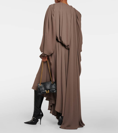 Balenciaga All-in Asymmetric Crepe Maxi Dress In Light Taupe