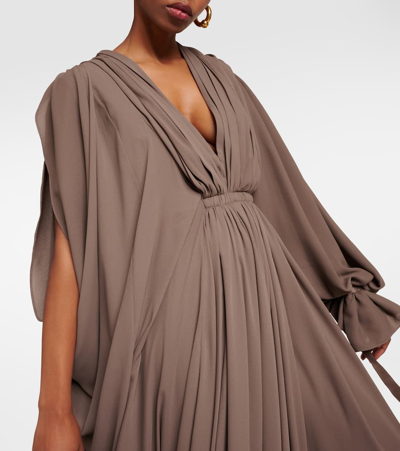 Balenciaga All-in Asymmetric Crepe Maxi Dress In Light Taupe