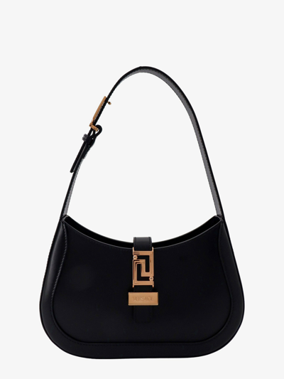 Shop Versace Woman Greca Goddess Woman Black Shoulder Bags