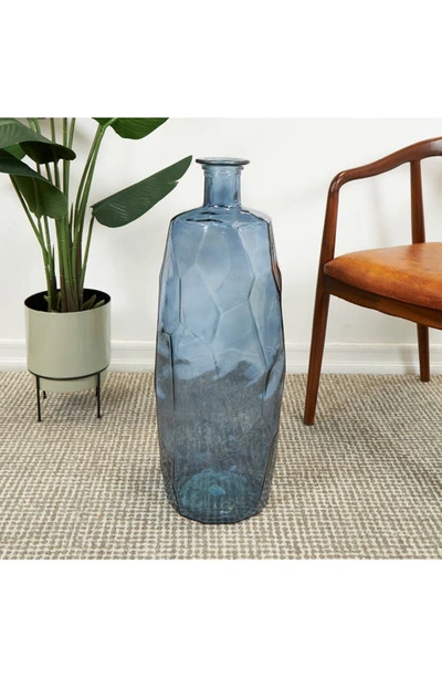 Shop Ginger Birch Studio Textured Recycled Glass Vase In Blue