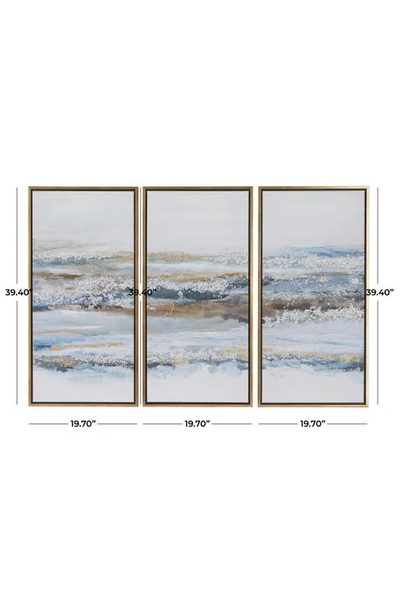 Shop Vivian Lune Home Set Of 3 Canvas Framed Wall Art In Blue