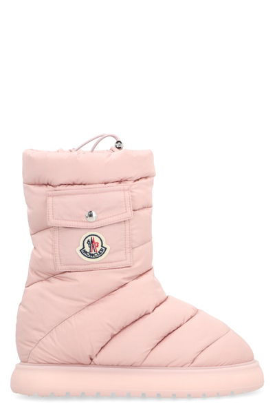 Shop Moncler Logo Patch Puffer Boots In Pink
