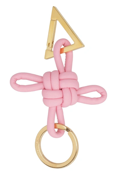 Shop Bottega Veneta Triangle Leather Keyring In Pink