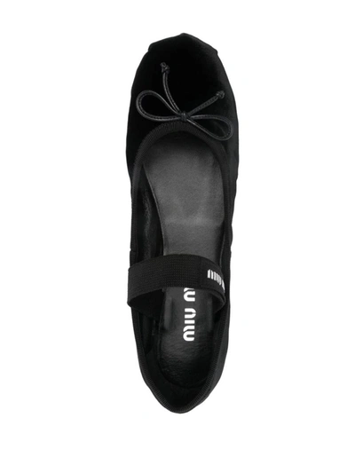 Shop Miu Miu Velvet Ballerina Shoes In Nero