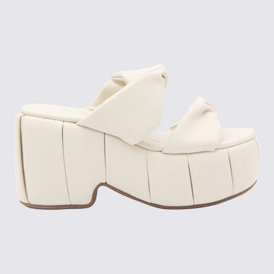 Shop Themoirè Linen Faux Leather Andromeda Sandals