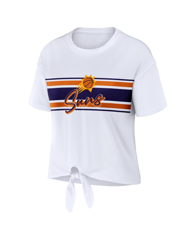 Wear By Erin Andrews White Phoenix Suns Tie-front T-shirt In White