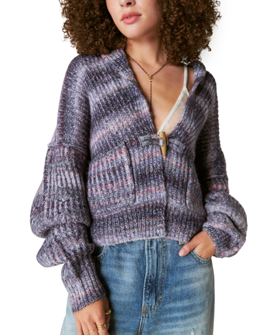 Shop Lucky Brand Women's Striped Toggle-front Cardigan In Taupe Multi