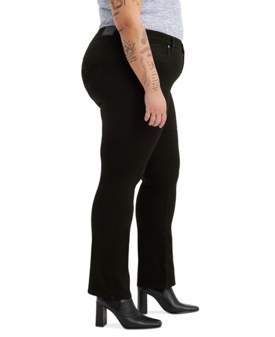 Levi's Plus Size 314 Mid-rise Shaping Straight-leg Jeans In Soft Black