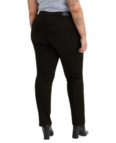 Levi's Plus Size 314 Mid-rise Shaping Straight-leg Jeans In Soft Black